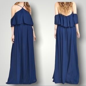 Show me your mumu Rebecca formal Ruffle bridal Maxi Dress in blue